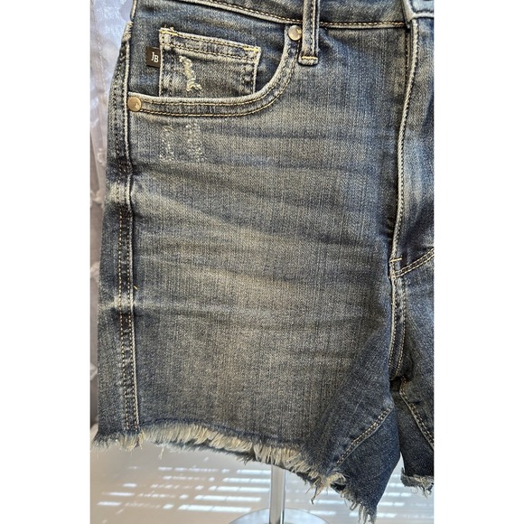 Judy Blue Denim Shorts Women's Size Medium Mid-Rise Cut-off Dark Wash Stretch - Picture 6 of 16